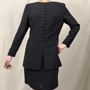 Vintage Maranna black dress structured fit decorative pintuck button detailing